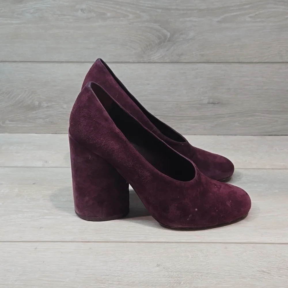 Tory Burch Womens Lucia Suede Heels wine shoes sz 8M